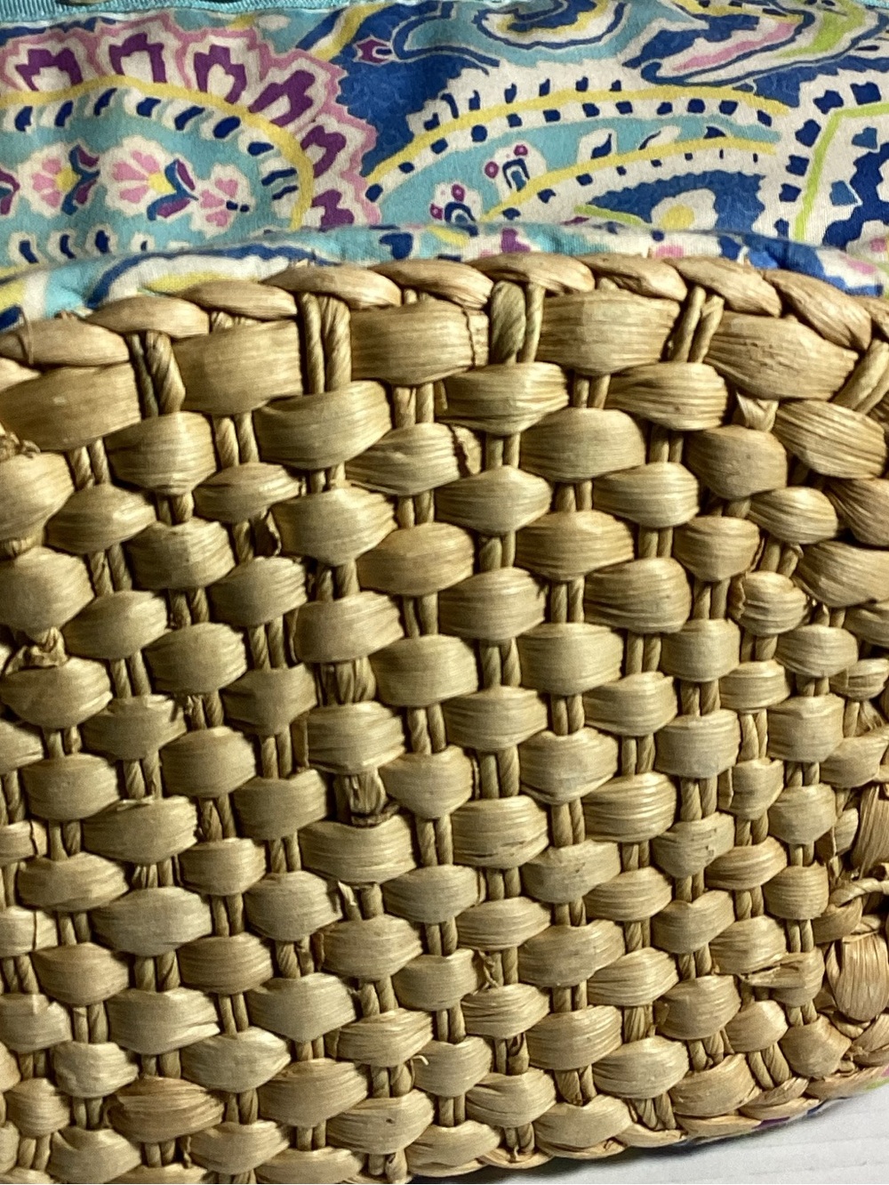 Vera Bradley Turquoise-Strap Woven Tote with Paisley Print - Picture 2 of 16